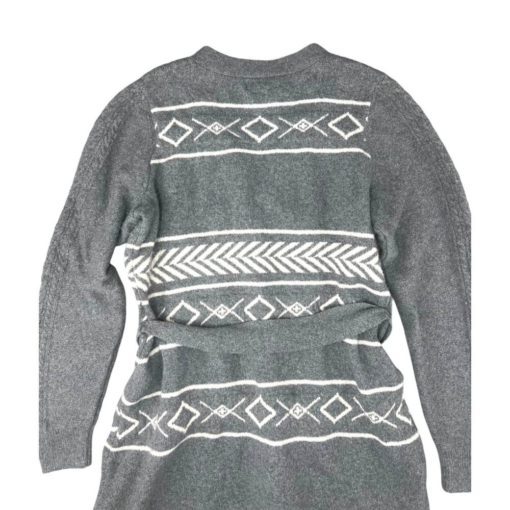 Lucky Brand Gray/White Belted Sweater Dress Nordic Pattern Size 1X - Picture 8 of 13